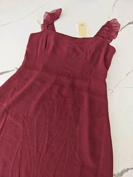 Wilfred Burgundy Mini Dress Ruffle Strap A-Line Cocktail Party Dress Size 6 NWT - Picture 7 of 12